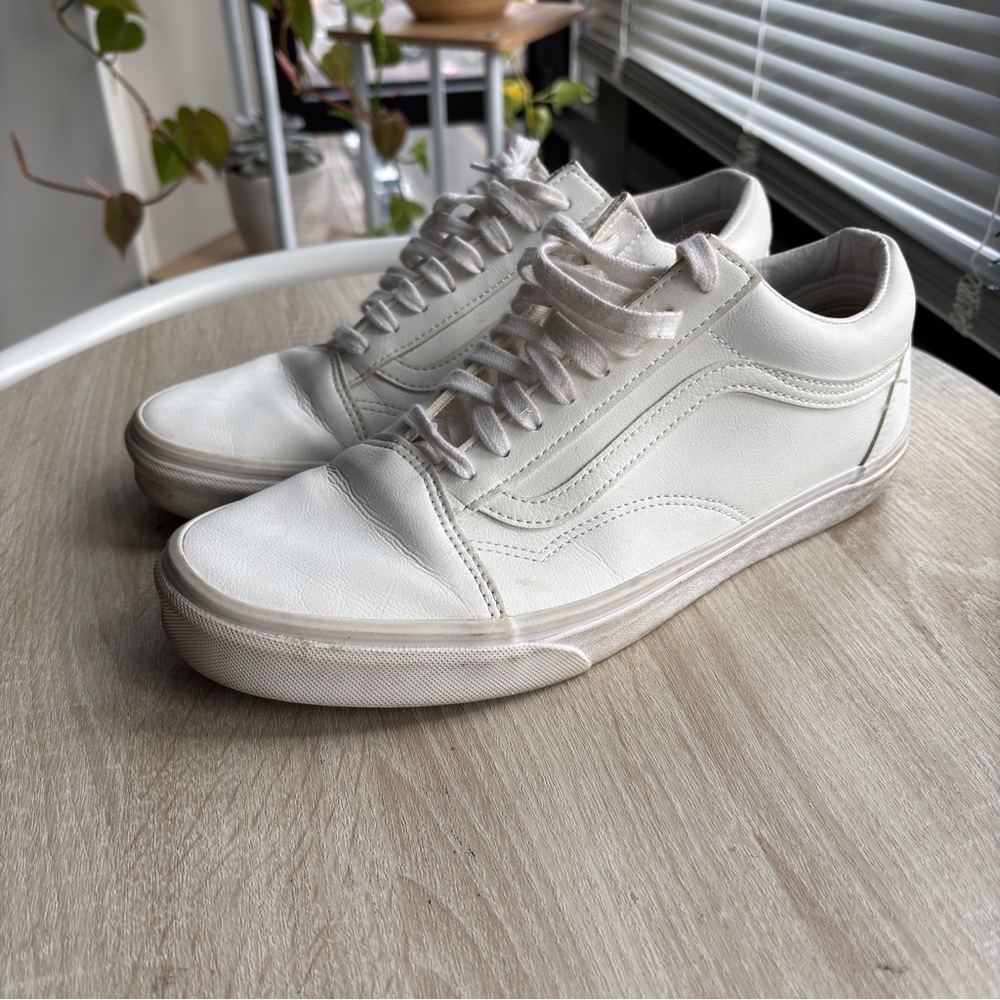 Vans Men's White Leather Sneakers - Picture 3 of 8